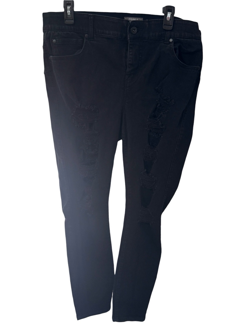 Torrid Premium Black Jeans Stretch Bombshell Skinny Distressed Size 18R